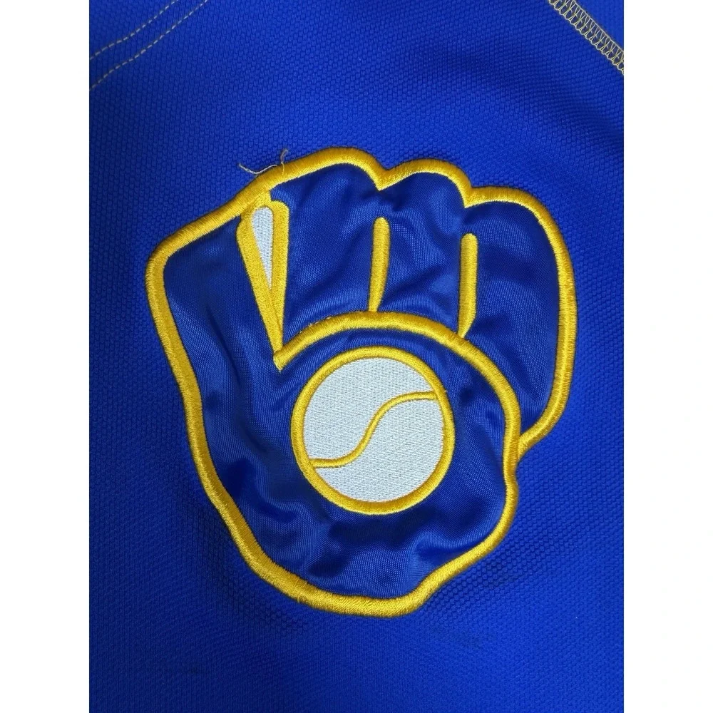 Nike Prince Fielder #28 Milwaukee Brewers Jersey Men's Large Blue MLB